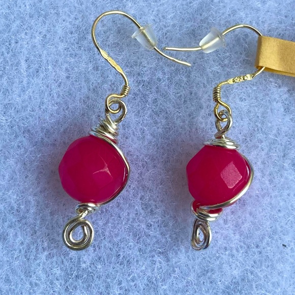 Natural Ruby Earrings - Wire-wrapped - Picture 2 of 2